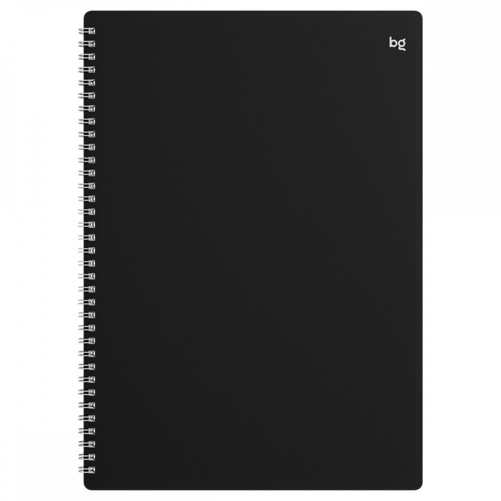 Тетрадь 80л., А4 клетка на гребне BG "База", пластиковая обложка, черный 378834 Т4гр80_пл 08689