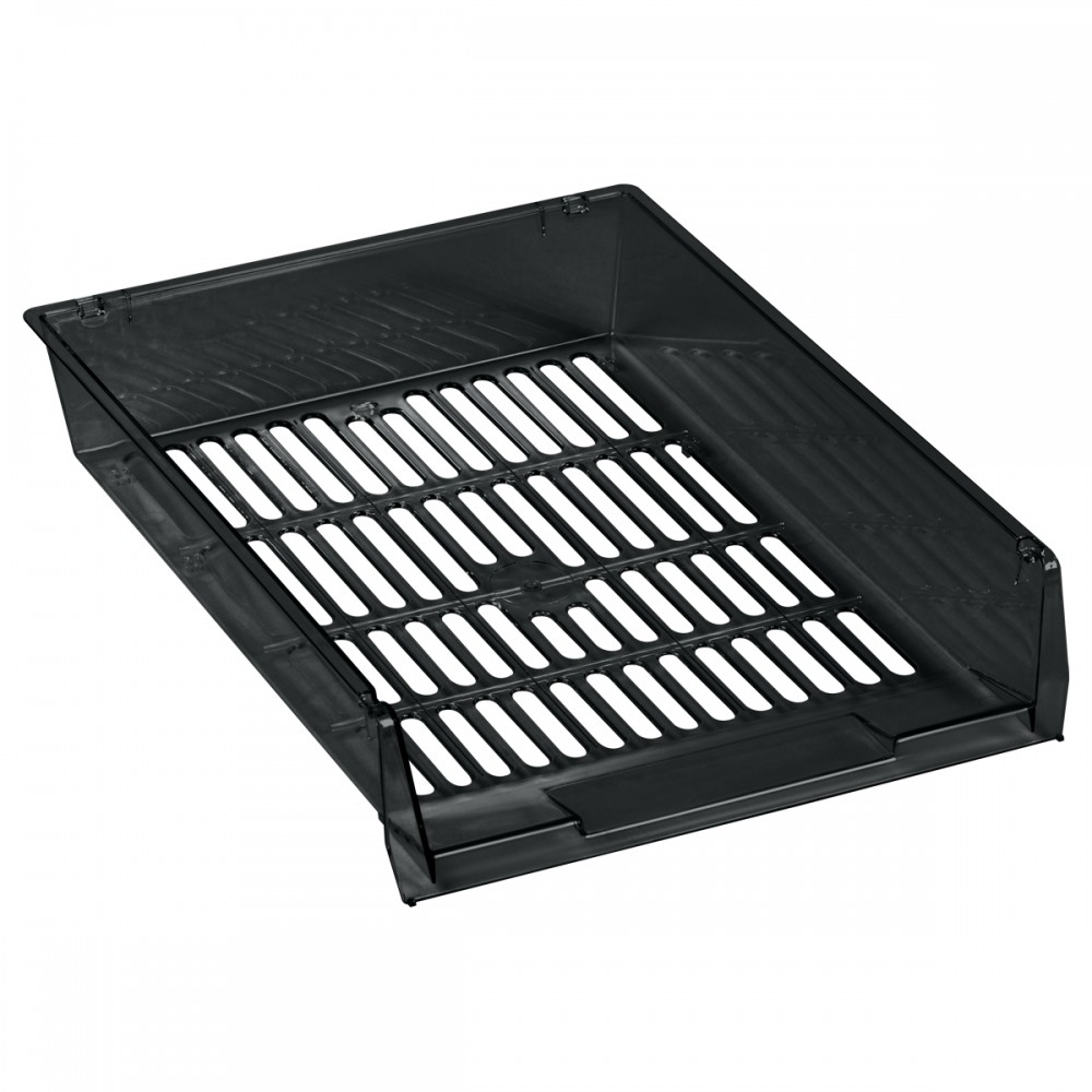 Лоток для бумаг горизонтальный СТАММ "Респект", сетчатый, тонированный черный 351630 ЛТГ-31163