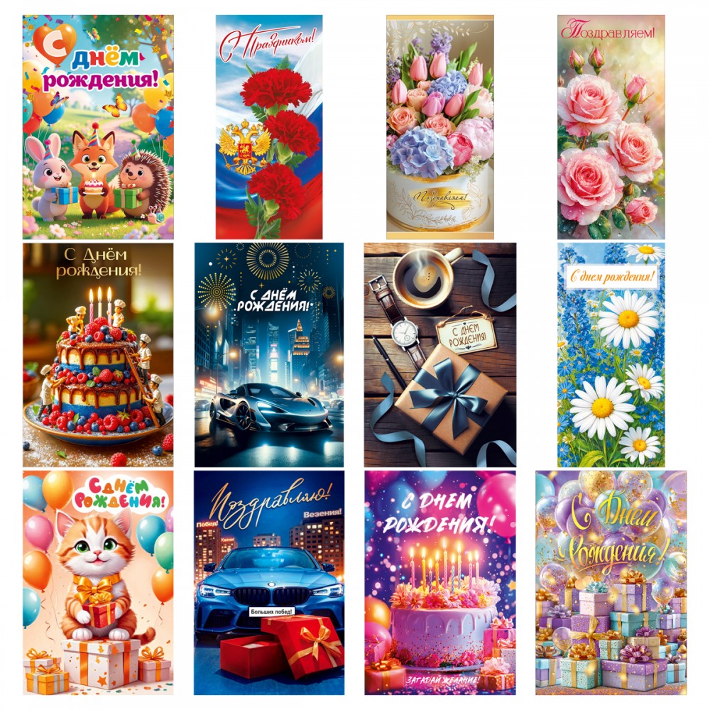 Открытка Горчаков ГК "Ассорти №23", 122*182мм, 12 дизайнов  391568 10001020