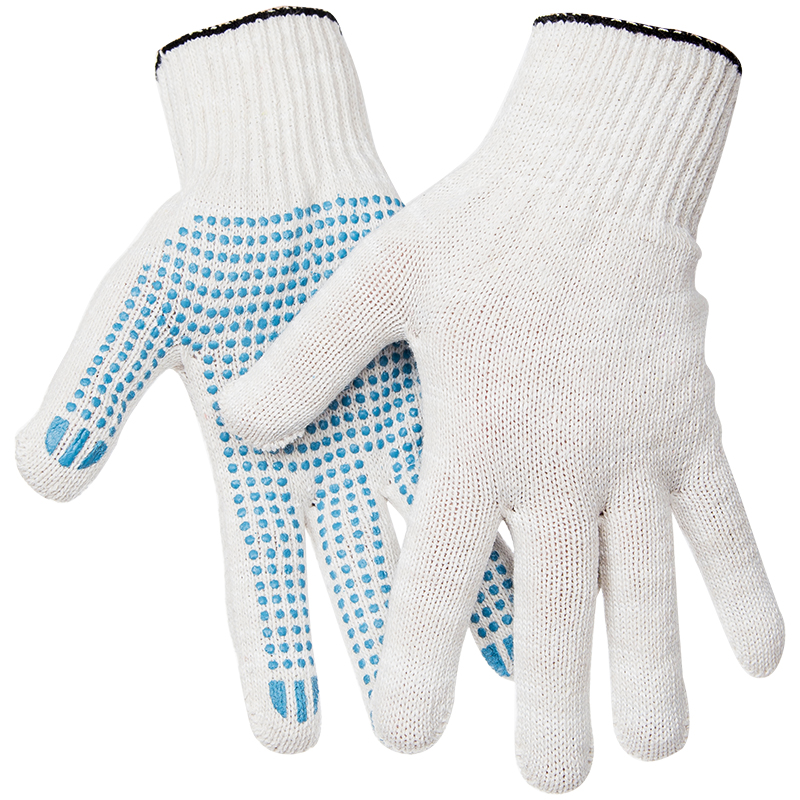 Перчатки х/б 10 класс OfficeClean, с точ. ПВХ,5 ниток, белый, 43-45г, 132текс/241554/ЛТ