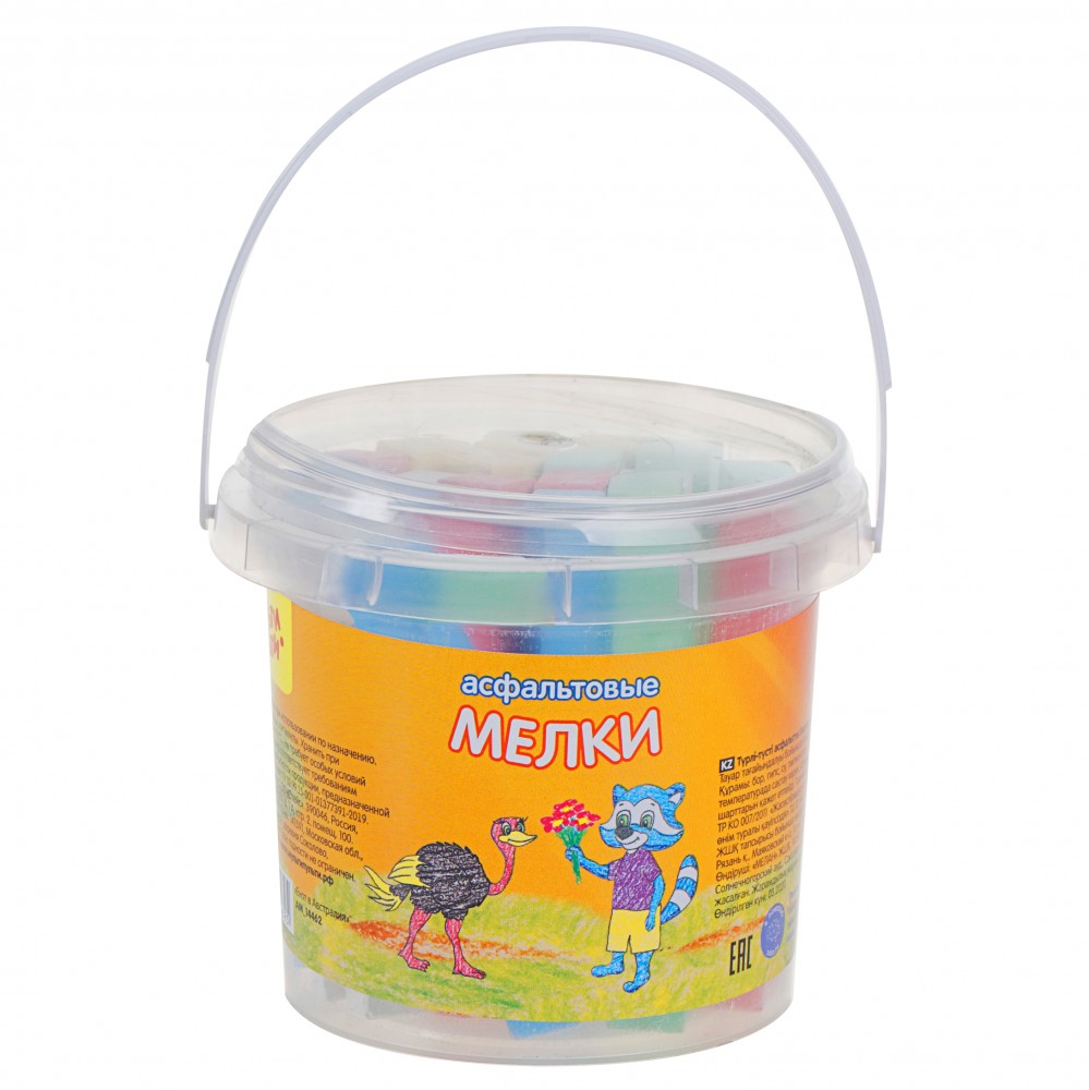 Мелки цветные для асфальта Мульти-Пульти &quot;Енот в Австралии&quot;, 25шт., 5цв., пластиковое ведро 246429/АМ_14462