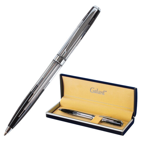Ручка подарочная шариковая GALANT &quot;Offenbach&quot;, корпус серебристый с черным, хромированные детали, пишущий узел 0,7 мм, синяя, 141014