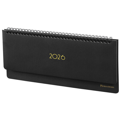 Планинг датированный 2026 305х140 мм BRAUBERG &quot;Select&quot;, под кожу, черный, 117232