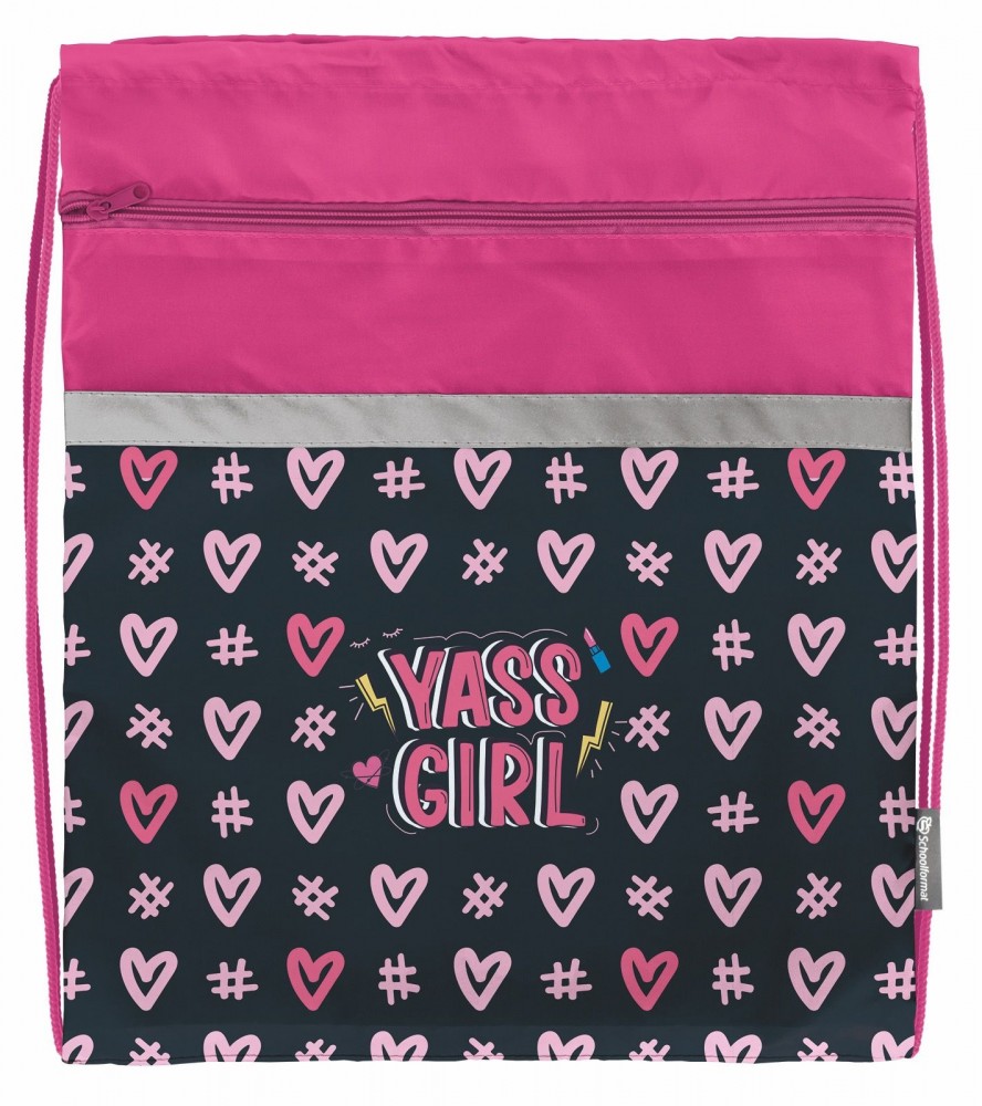 Мешок для обуви Schoolformat YES GIRL, 49х41 см, для девочек, большой, с карманом 227974 МОБК-ЕГР
