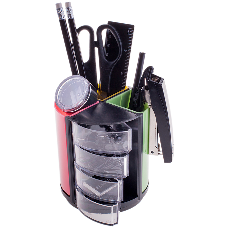 Настольный органайзер 11 предметов, OfficeSpace &quot;Витраж&quot;, вращающийся, черный/цветной 205594  SS158_3183/ 205594