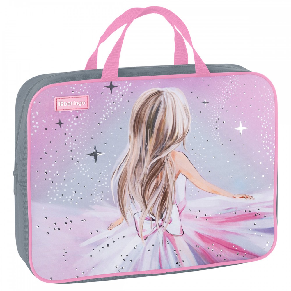 Папка текстильная с ручками 1 отделение, А4 Berlingo &quot;Beautiful dream&quot;, 350*265*80мм, текстиль, на молнии 367923 BR-FB-041