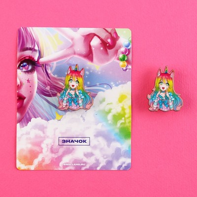 Значок &quot;Девочка единорог&quot;, аниме, 2,6 х 3,3 см 9533286