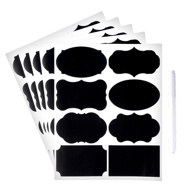 Наклейки водонепроницаемые, набор 5 шт листов, меловой маркер, размер 1 наклейки 90*55 мм   9545099