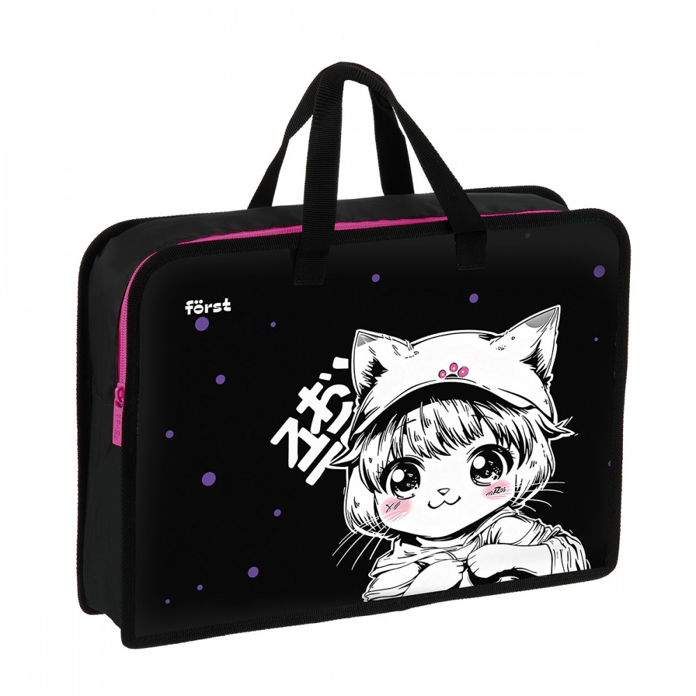 Папка с ручками 1 отделение, А4 Först &quot;Plush Dream&quot;, 340*245*75мм, пластик, на молнии 379313 FT-HB-750522