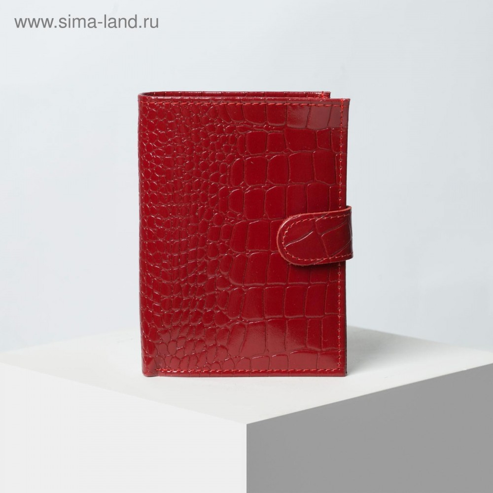 Обложка д/автодок+паспорт ОвпS26-308 10,5*2*14 с хлястиком, отд д/купюр, крок12красный   2923851