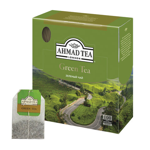 Чай AHMAD (Ахмад) &quot;Green Tea&quot;, зеленый, 100 пакетиков по 2 г, 478i-08  620212