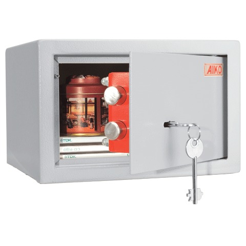Сейф офисный (мебельный) облегченной конструкции AIKO &quot;Т17&quot;, 171х260х230 мм, 4 кг, ключевой замок, крепление к стене, полу