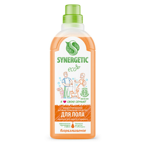 Средство для мытья пола и поверхностей 1 л SYNERGETIC, c дезинфицирующим эффектом, биоразлагаемое, 101100 605555