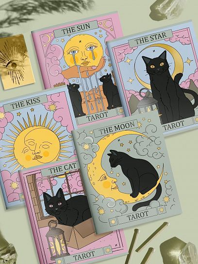 Тетрадь 48 л. А5 клетка, на скрепке, офсет LOREX TAROT мел. картон, двойная обложка, запечатка форзаца, матовая лам, выб. высокий лак 257343 LXCBCL-TR