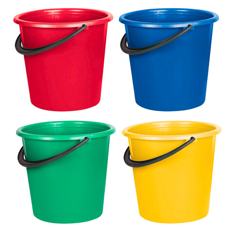 Ведро 10 л, без крышки, пластиковое, хозяйственное, усиленное, цвет ассорти, ЦВ-10, 603895
