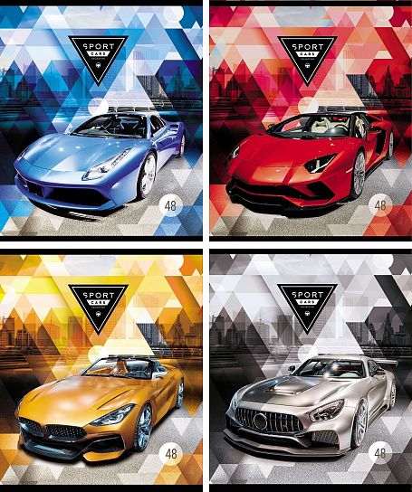 Тетрадь 48 л. А5 клетка, на скрепке, офсет№2 Creativiki МАШИНЫ мелованный картон, ВД-лак, эконом 168734 ТОК48КР-МШ