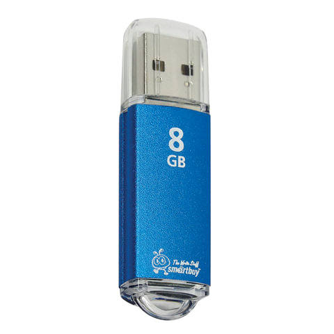 Флеш-диск 8 GB, SMARTBUY V-Cut, USB 2.0, металлический корпус, синий, SB8GBVC-B, 512182