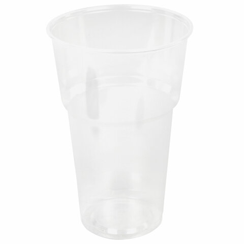 Стакан одноразовый 500 мл, КОМПЛЕКТ 50 шт., прозрачный, полипропилен (ПП), БЮДЖЕТ, LAIMA, 608022, ЮПОС2115  608022