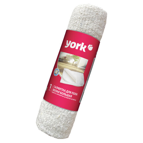 Тряпка для мытья пола 60х80 см, плотность 260 г/м2, ХПП, белая в рулоне, YORK, 22230  608405