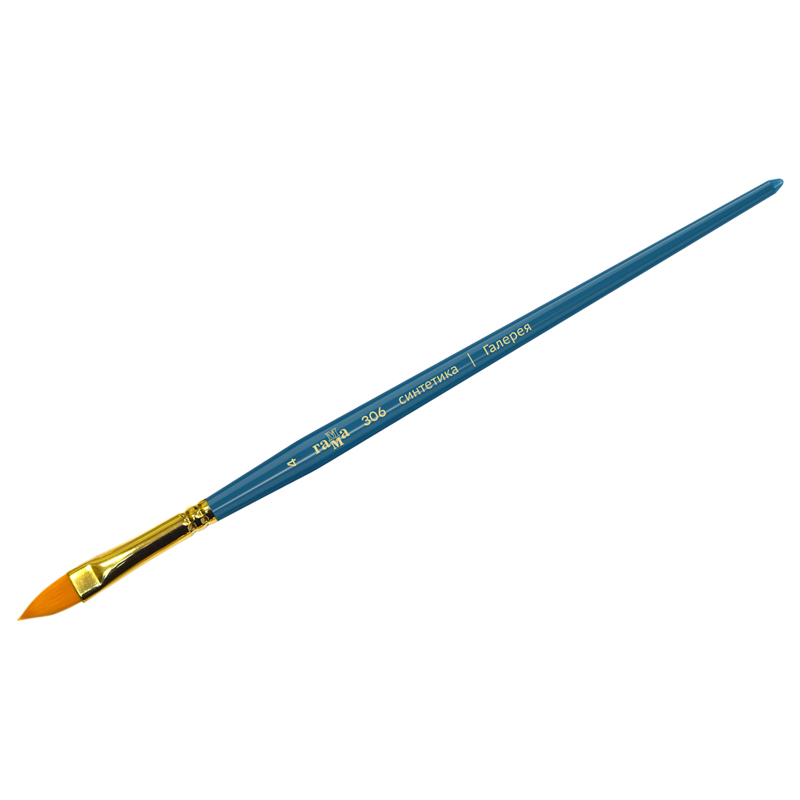 Кисть художественная синтетика Гамма &quot;Галерея&quot;, плоскоовальная &quot;кошачий язык&quot; №4, короткая ручка 338308 306004