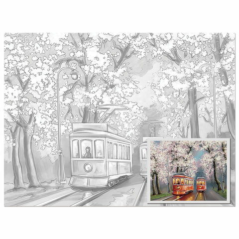 Холст на картоне с контуром BRAUBERG ART CLASSIC &quot;УЛОЧКИ&quot;, 30х40см, грунтованный, хлопок, 191542