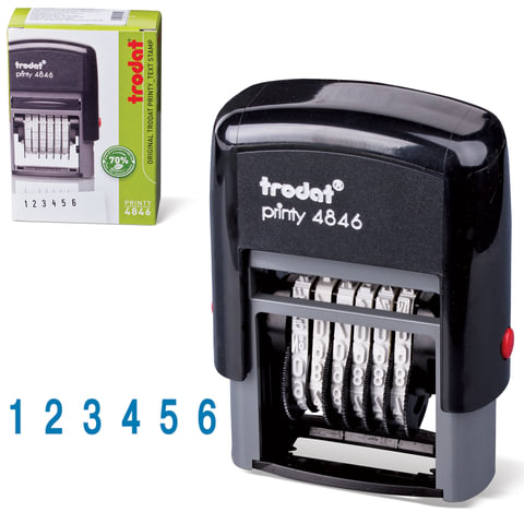 Нумератор 6-разрядный, оттиск 25х4 мм, синий, TRODAT 4846, корпус черный  230549