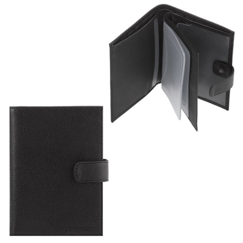 Бумажник водителя FABULA &quot;Largo&quot;, натуральная кожа, тиснение, 6 пластиковых карманов, кнопка, черный, BV.8.LG/ 236029