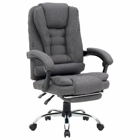 Кресло офисное CROMEX (КРОМЕКС) &quot;Chill MS-005&quot;, с функцией вибромассажа, подножка, ткань, серое, 532959