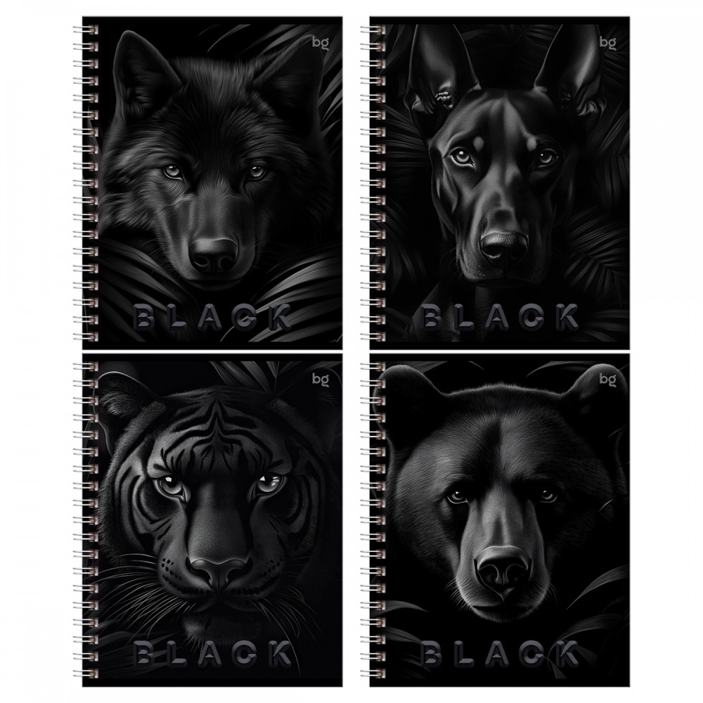 Тетрадь 96л., А5, клетка на гребне BG &quot;Just Black&quot;, soft-touch ламинация, выб.лак 378633 Т5гр96_лс_вл 08551