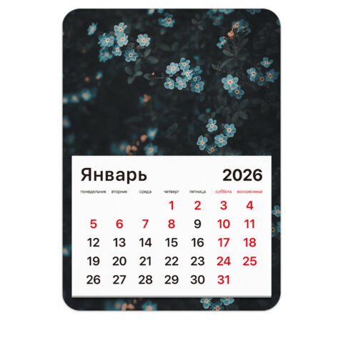 Календарь отрывной на магните на 2026 г., BRAUBERG, 130x180 мм, склейка, &quot;Цветы&quot;, 117293