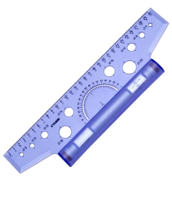 Линейка с роликом (рейсшина) 30 см, СТАММ, пластиковый ролик, с транспортиром, прозрачная, ЛР20/ 210483/129254