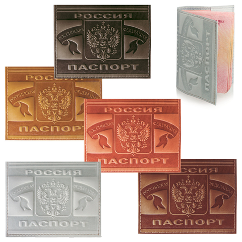 Обложка &quot;Паспорт России&quot;, натуральная кожа, цвет ассорти, ОД 8-01, 231560