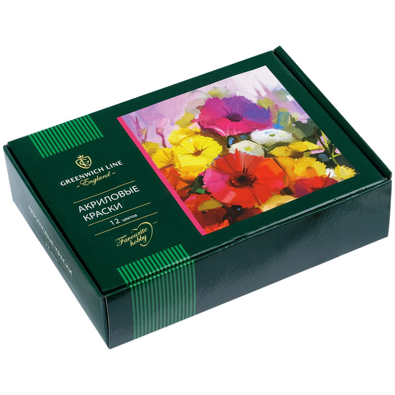 Краски акриловые Greenwich Line, 12 цветов, 20мл, картон 235667/Акр_6729
