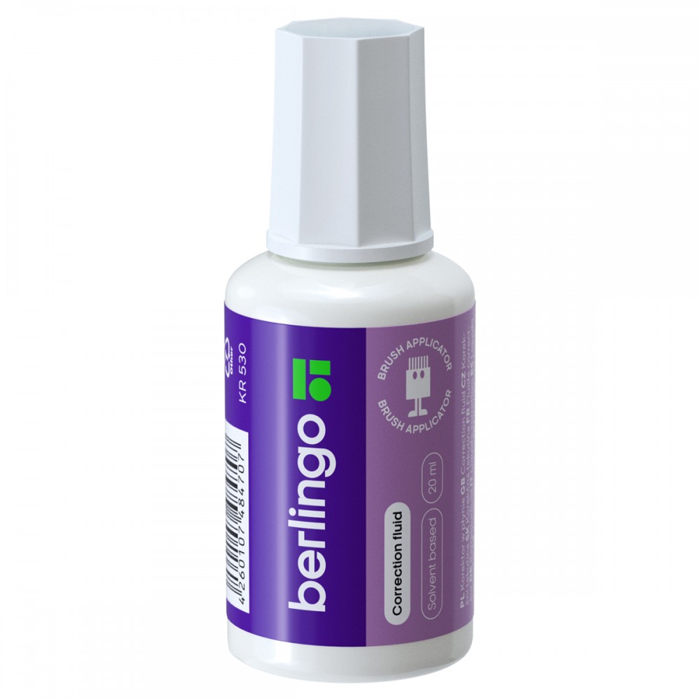 Корректирующая жидкость Berlingo, 20мл, на химической основе, с кистью  255110/KR 530