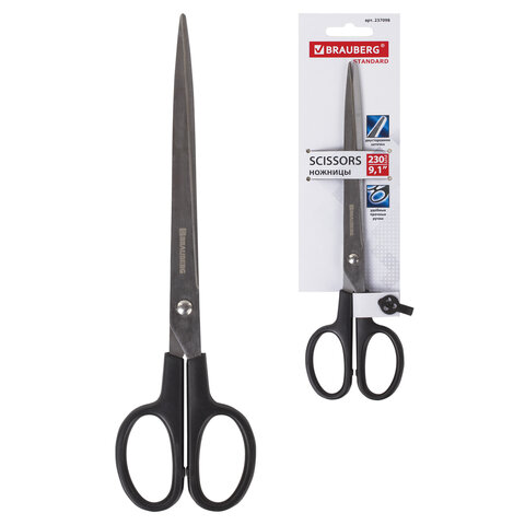 Ножницы BRAUBERG &quot;Standard&quot; 230 мм, классической формы, черные, 237098  (В)
