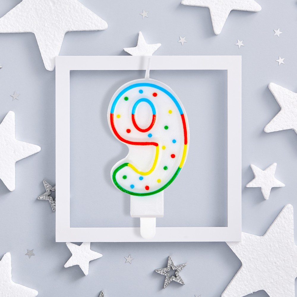 Свеча для торта с держателем MESHU &quot;Цифра 9&quot;, 8,5см, блистер 303752/MS_32393