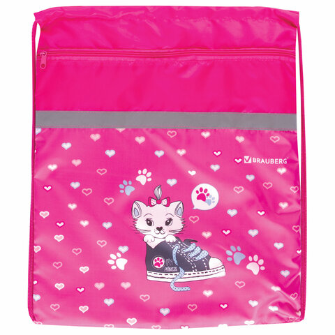 Сумка для обуви BRAUBERG, плотная, увеличенный размер, 49х41 см, &quot;Kitten&amp;sneakers&quot;, 229176