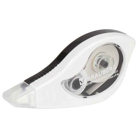 Корректирующая лента BRAUBERG &quot;BLACK&amp;WHITE&quot; 5 мм х 8 м, корпус белый, механизм перемотки, блистер, 226813