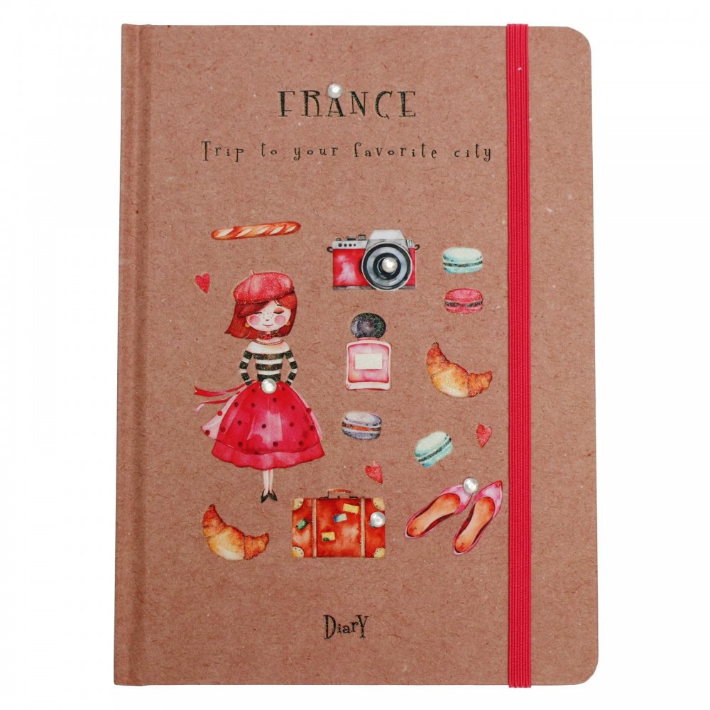 Ежедневник недат А5 80л лин Француженка, тв обл, мат лам, ляссе, резинка, тон бл С3354-10 7406148