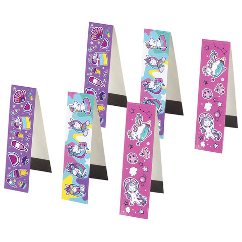 Закладки для книг с магнитом &quot;ЕДИНОРОГИ&quot;,  блестки, 25x196 мм, ЮНЛАНДИЯ, 111638