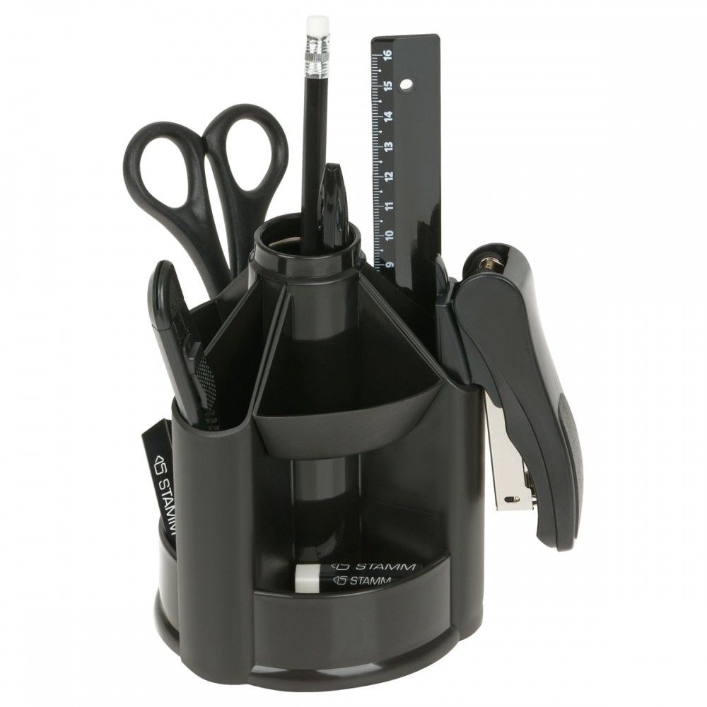 Набор канцелярских принадлежностей СТАММ &quot;MiniDesk&quot;, 13 предметов, вращающийся, черный 351573 ОРН-30480