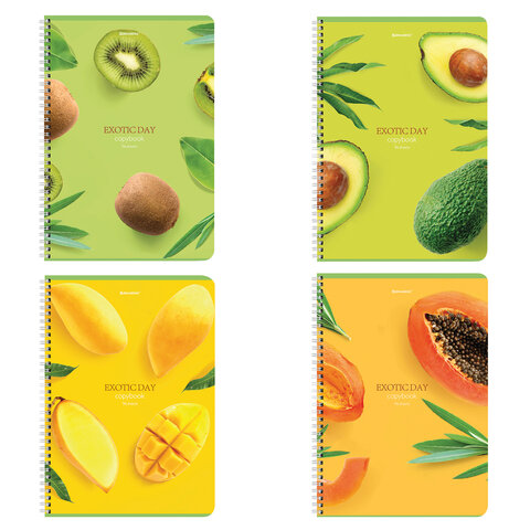 Тетрадь А4, 96 л., BRAUBERG, гребень, клетка, матовая ламинация, &quot;Exotic&quot;, 404062