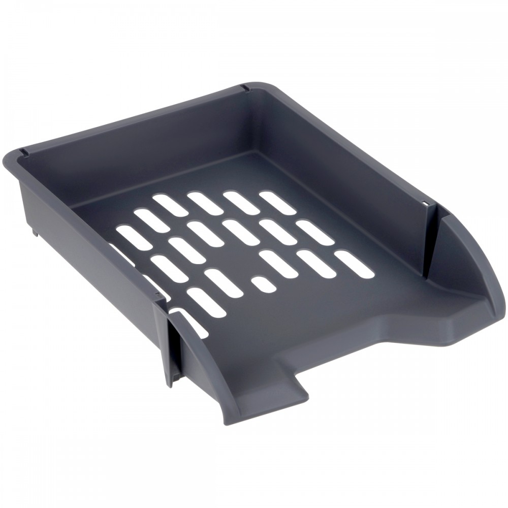 Лоток для бумаг горизонтальный СТАММ "Лидер", серый 372507 ЛТГ-31800