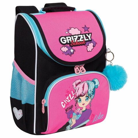 Ранец GRIZZLY анатомическая спинка, с мешком для обуви, для девочек, LIKE, 33х25х13 см, RAm-484-6/1 272780