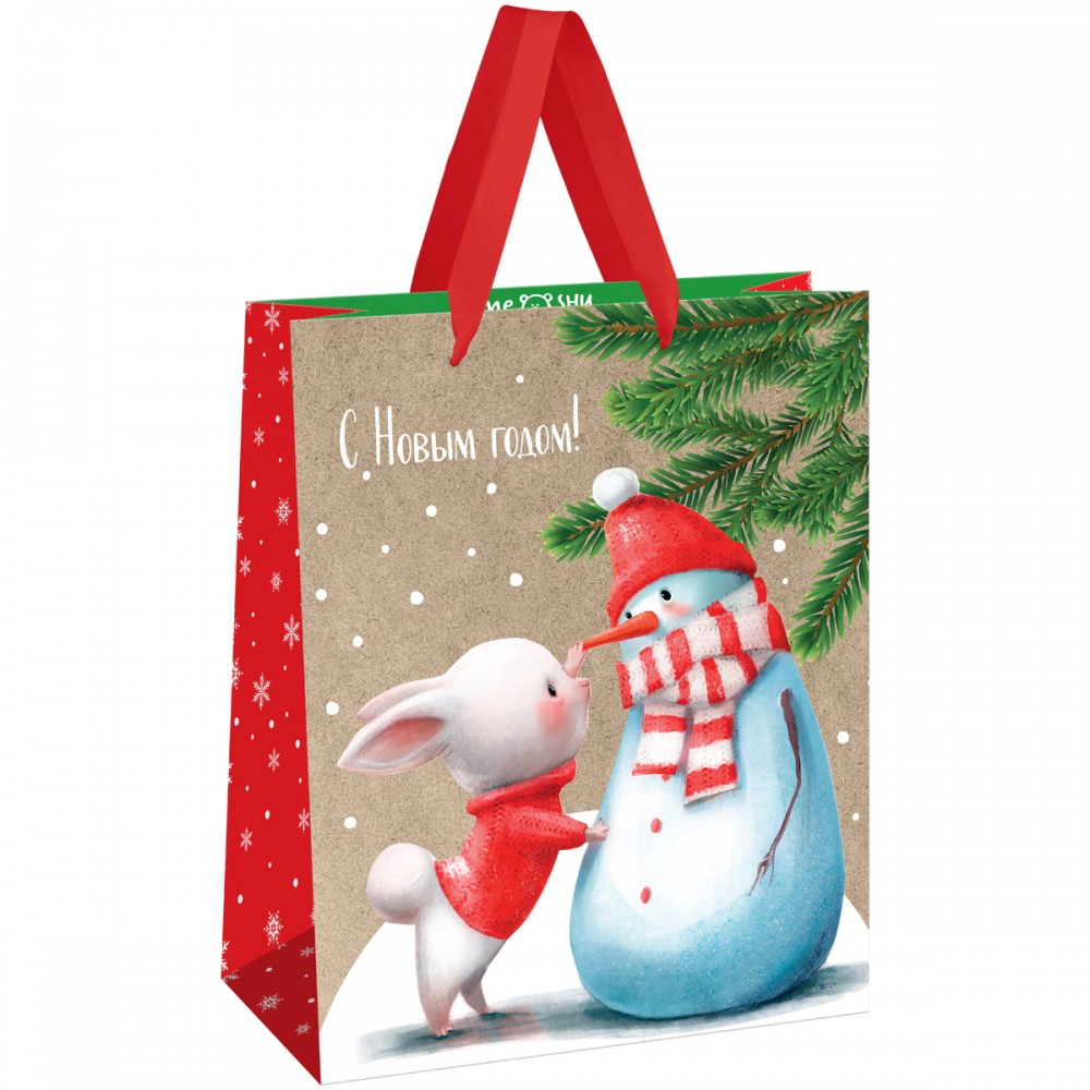 Пакет подарочный 26*32*12см MESHU &quot;Snowman&quot;, крафт 371084 MS_61645