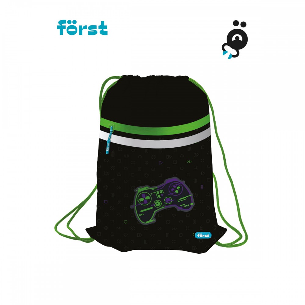 Мешок для обуви 1 отделение Först &quot;Super gamer&quot;, 350*460мм, вентиляционная сеточка, светоотражающая лента, карман на молнии 351306/FT-MS-020308