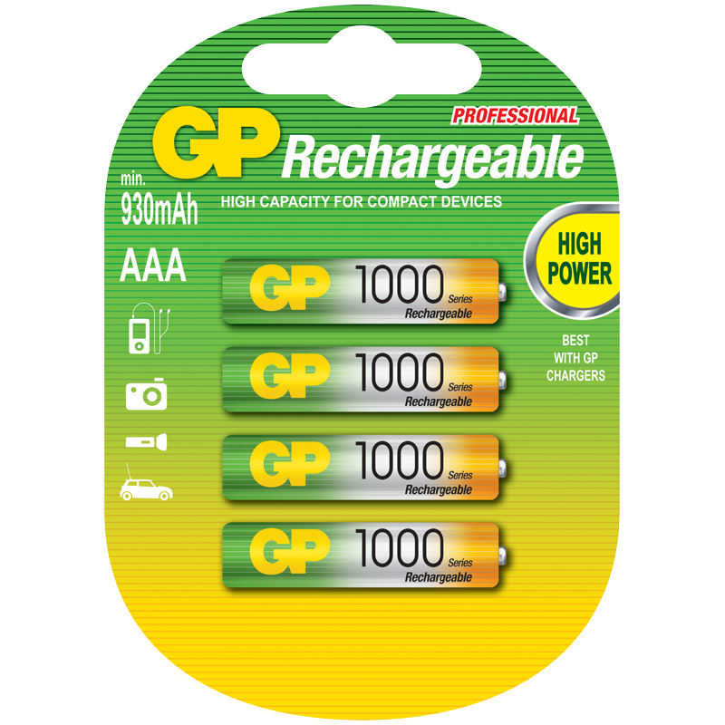 Аккумулятор GP AAA (HR03) 1000mAh 4BL 267802 GP 100AAAHC-2DECRC4  цена за шт