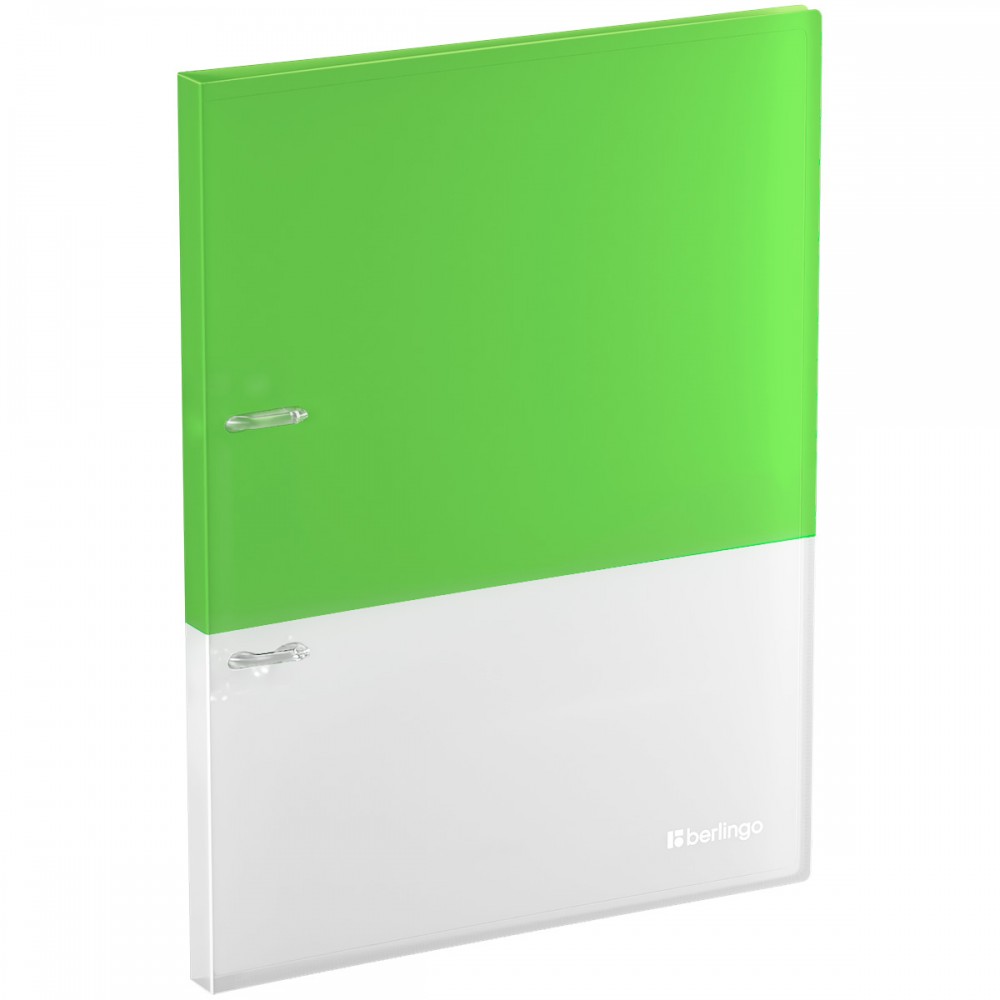 Папка на 2 кольцах Berlingo &quot;Semicolor&quot; А4, 20мм, 700мкм, пласт. кольца, с внутр. карманом, салатовая, софт-тач  RB4_2D973 384073