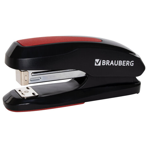 Степлер №24/6, 26/6 BRAUBERG &quot;Extra&quot;, до 30 листов, черно-красный, 229085