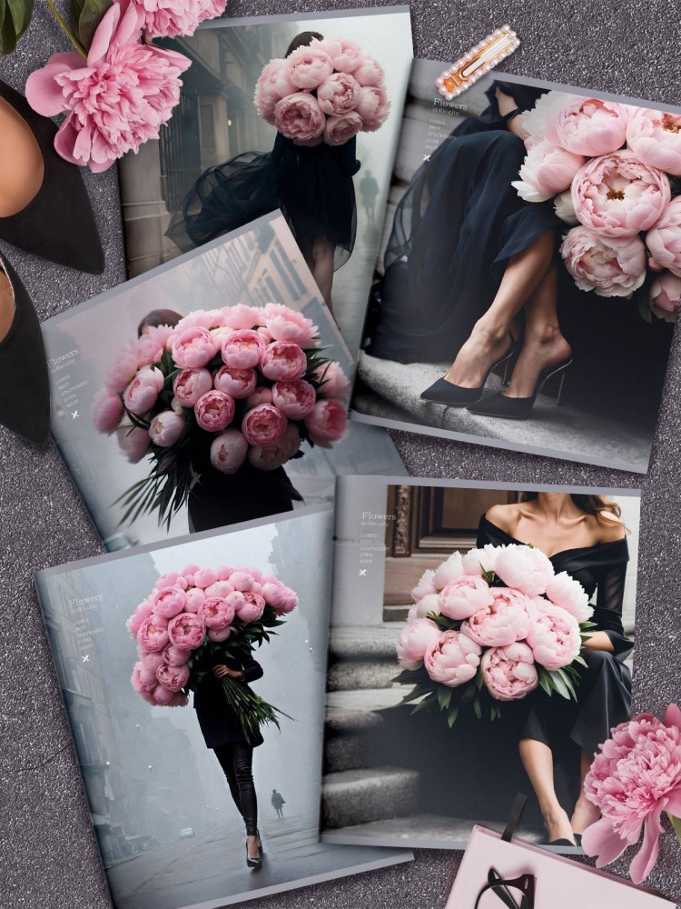 Тетрадь 48 л. А5 клетка, на скрепке, офсет LOREX FLOWERS IN THE CITY мелованный картон, двойная обложка, LXCBCL-FIC/257357